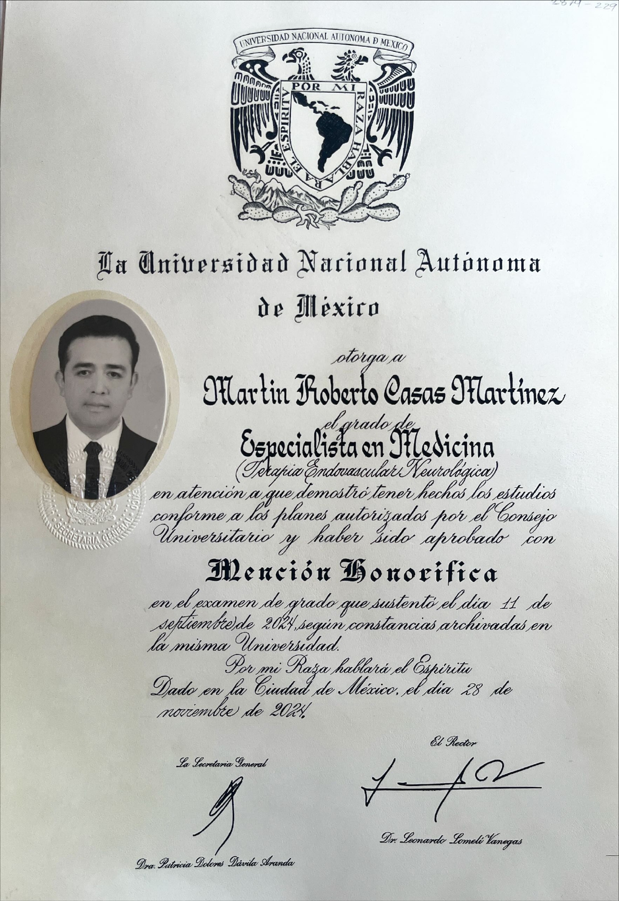 Certificado Atencion Neurocirugia en CDMX